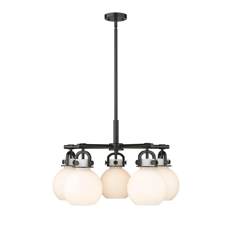 Innovations Lighting Newton Sphere - 5 Light 7" Stem Hung Chandelier.