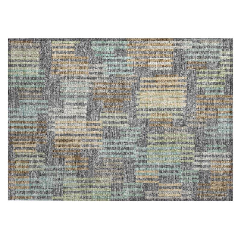 Machine Washable Indoor/ Outdoor Modern Pines Chantille Rug