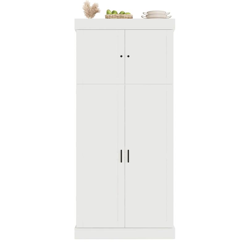 77" Tall Buffet Sideboard Storage Cabinet for Dining Room, Freestanding Kitchen Pantry Cabinetwith Drawers and Wine Racks
