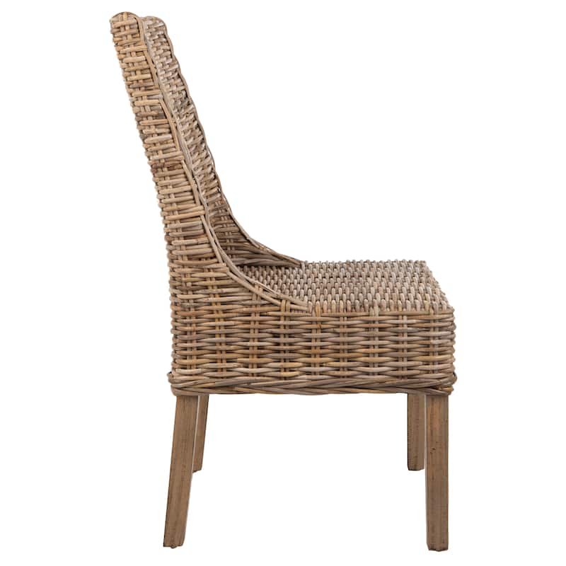 SAFAVIEH Charolette Indoor Wicker Brown Sloping Arm Chairs (Set of 2) - 20" x 24" x 39" - 20Wx24Dx39H