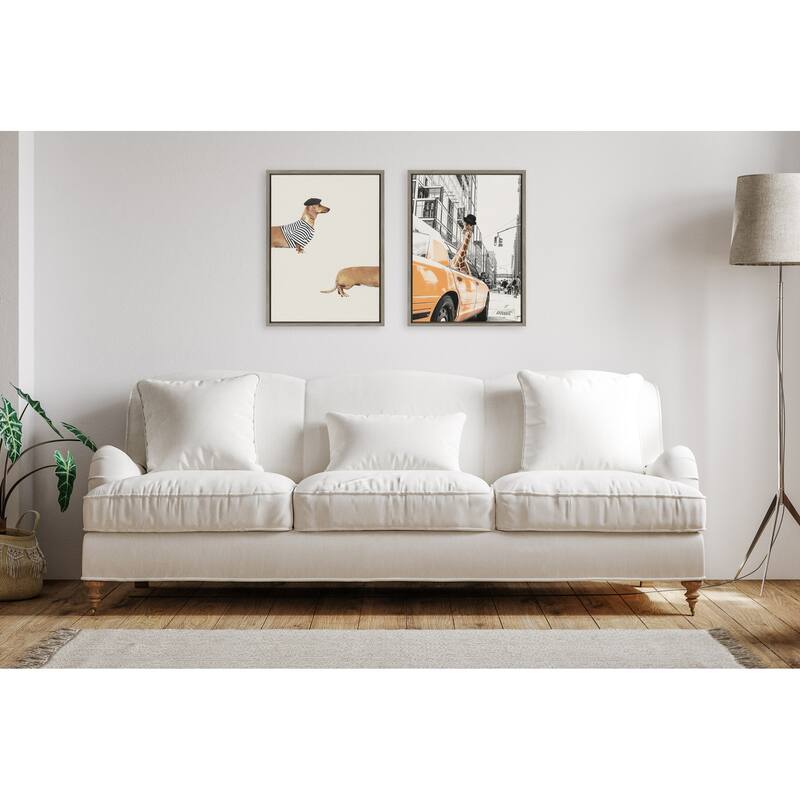Kate and Laurel Sylvie Long Dog Framed Canvas by July Art Prints