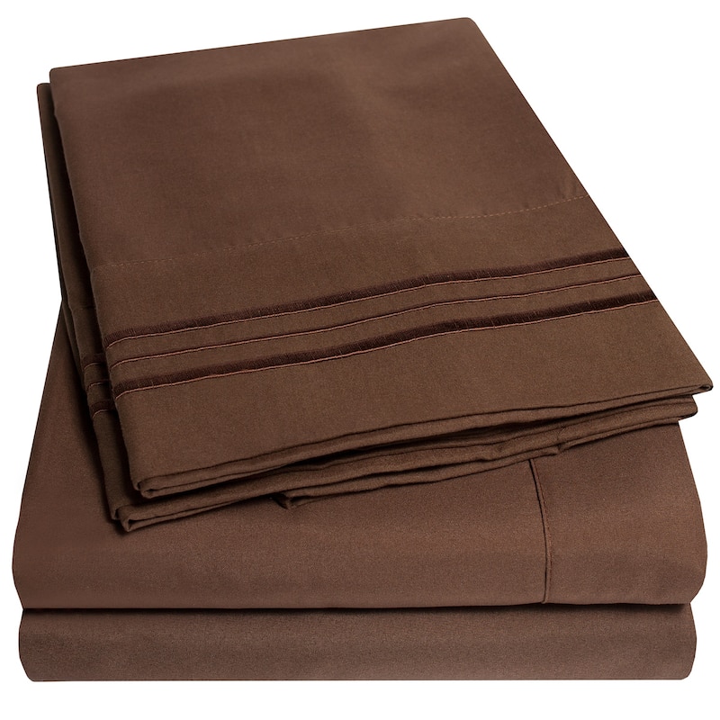 Deep Pocket Soft Microfiber 4-piece Solid Color Bed Sheet Set - Full - Brown