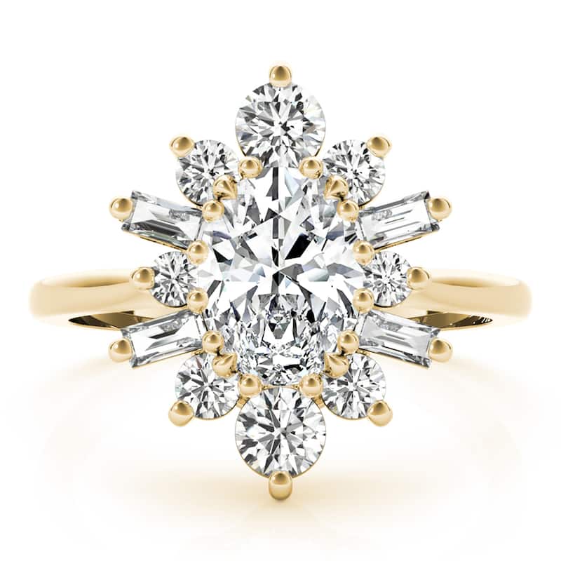 Auriya 14k Yellow Gold Lab Grown Oval Diamond Halo Engagement Ring 0.50 to 5.00 ct. tw. (F-G VS)