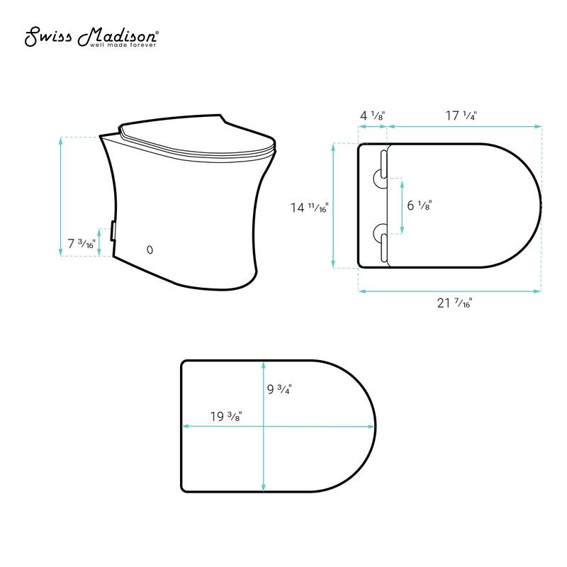 Vincennes Back-To-Wall Elongated Toilet Bowl - 21.45" x 14.6" 16.1"