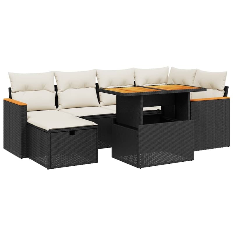 vidaXL Patio Sofa Set with Cushions Outdoor Conversation Furniture Poly Rattan
