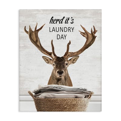 Stupell Herd It's Laundry Day Elk Canvas Wall Art Design By Lettered and Lined