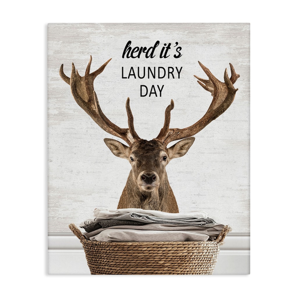 Stupell Herd It's Laundry Day Elk Canvas Wall Art Design By Lettered and Lined
