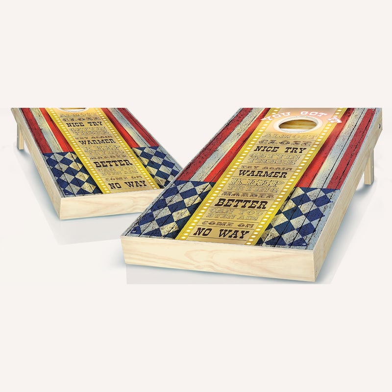 Americana Cornhole Set - Includes (8) Bags + Optional Accessories - 2x4 Boards (24" x 48") - Include Lights & Case