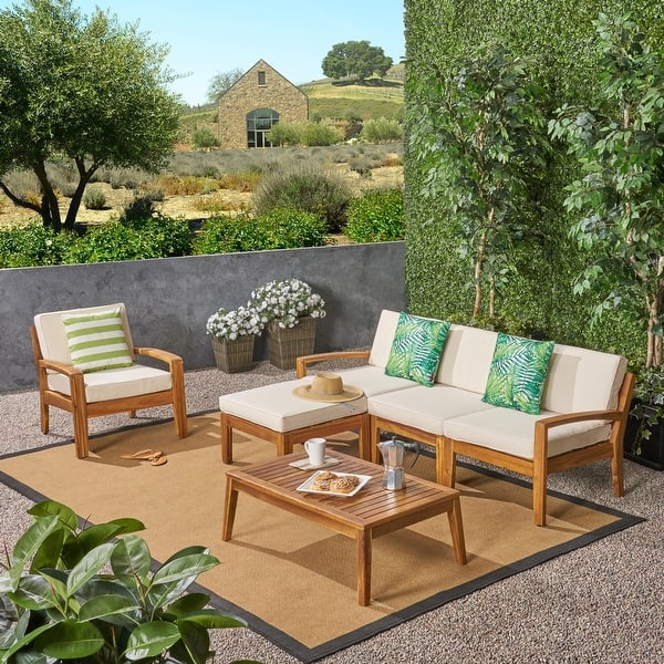 Grenada Outdoor 4seat Acacia Sectional Sofa Set by Christopher Knight Home On Sale Bed Bath