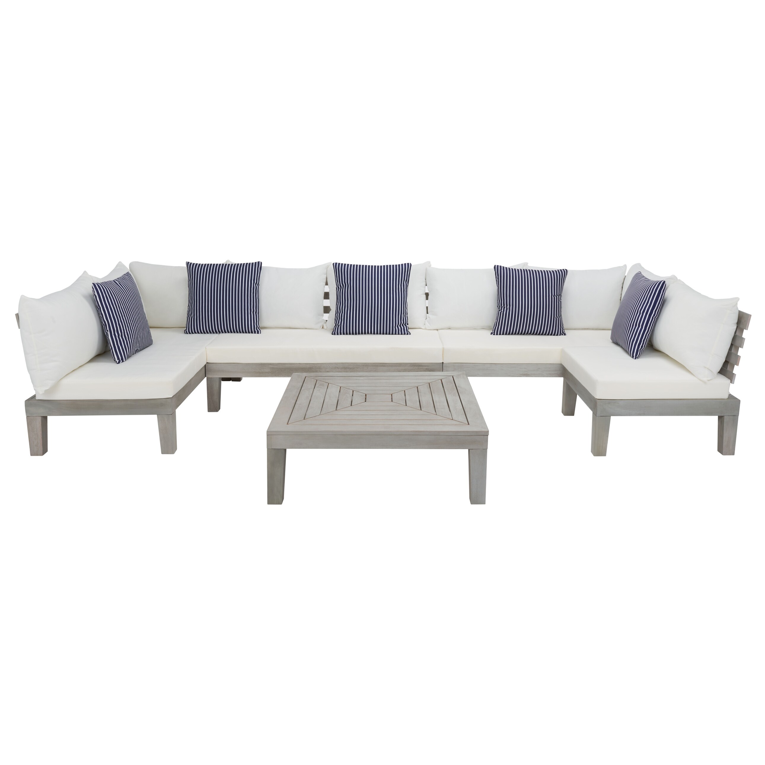 SAFAVIEH Egea 5-Piece Outdoor Solid Wood Sectional Conversation