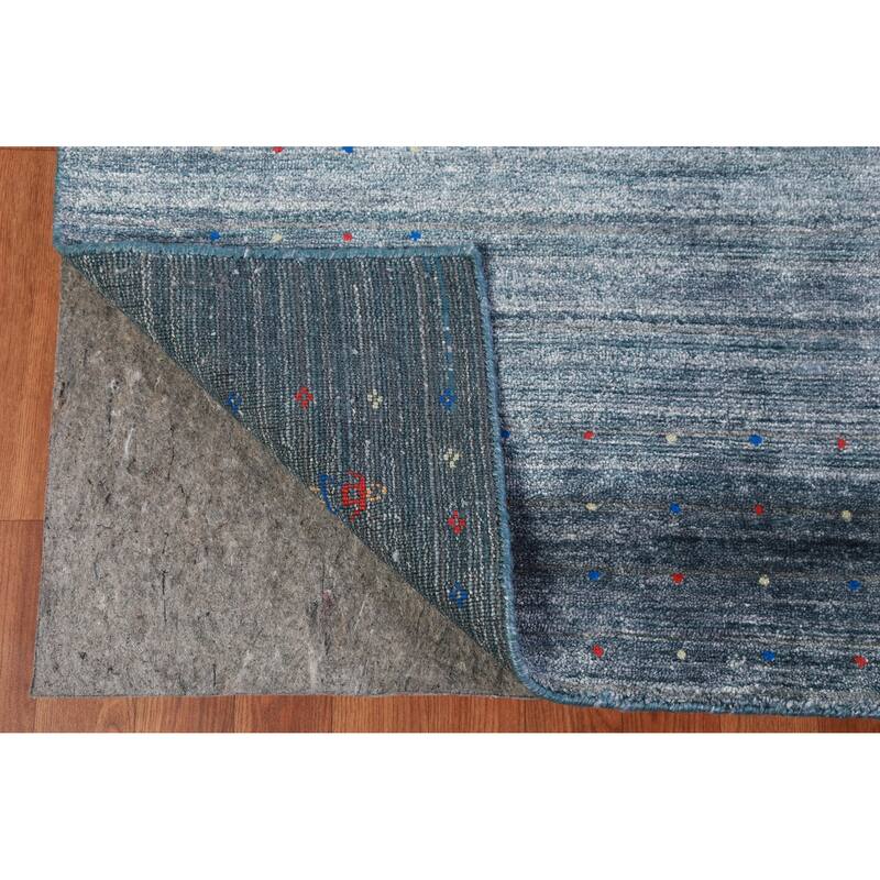 Gabbeh Oriental Area Rug Handmade Blue Tribal Silk Carpet - 8'7" x 11'5"