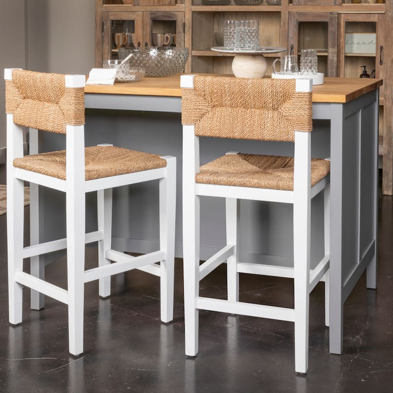 Willowbrook Solid Wood and Natural Woven Seagrass Rope Counter Stool