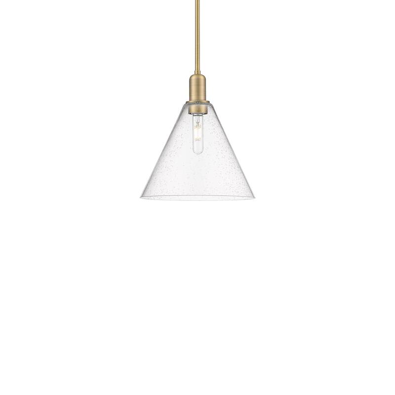 Innovations Lighting 716-1S-14-12 Berkshire Glass Pendant Berkshire - Brushed Brass / Seedy