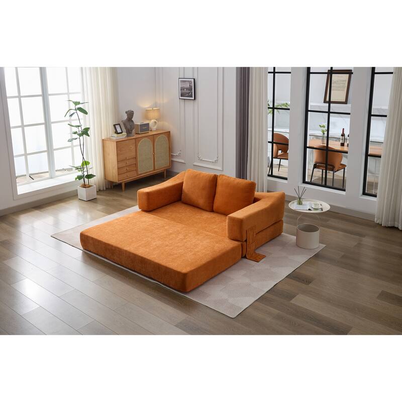 Modern Minimalist Sofa, Fold-Out Sofa Bed, Convertible Chair Floor Couch & Sleeping Mattress for Living room