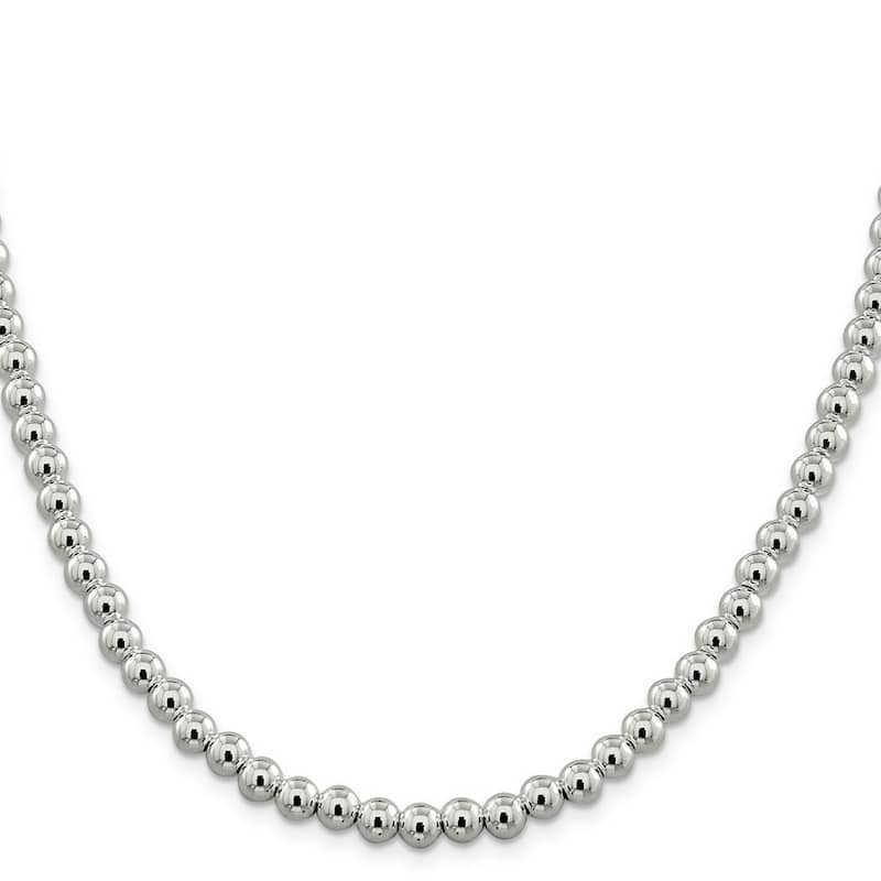Curata 925 Sterling Silver 6.1mm Polished Bead Chain Necklace (Lobster)