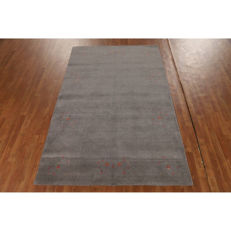 Hand Knotted Oriental 100% Wool Carpet Tribal Tribal Greys & Charcoal Gabbeh Area Rug - 8' 3'' X 5' 2''