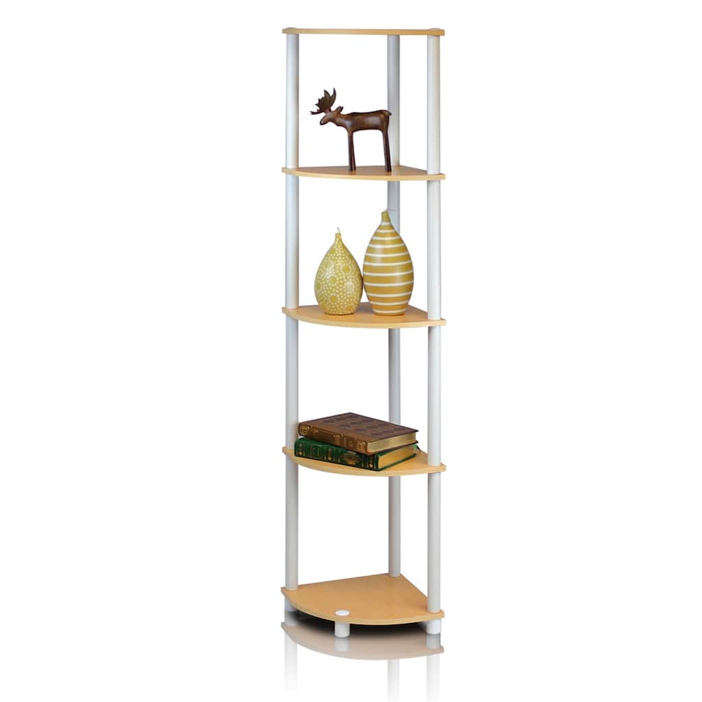 5 Tiers Wood Household Shelving Unit in Beech/White (11.6 in. W x 57.7 in. H x 11.6 in. D)