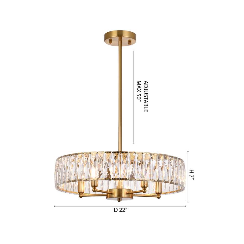5-Light Gold Chandelier With Clear Crystals