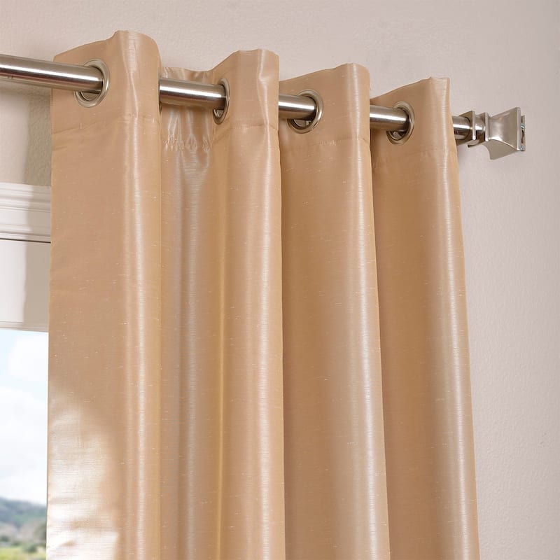 Exclusive Fabrics Textured Dupioni Faux Silk 108-inch Blackout Grommet Curtain (1 Panel) - 50 x 108
