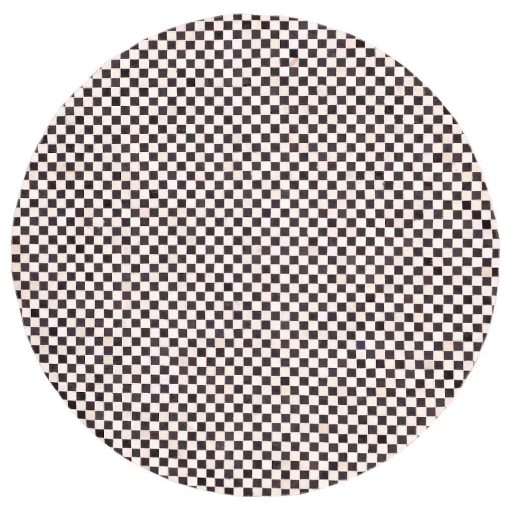 ECARPETGALLERY Handmade Cowhide Patchwork Black, Cream Leather Rug - 7' x 7'