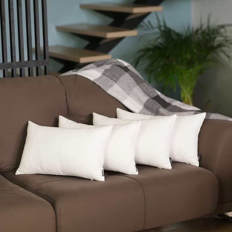 Solid-color Decorative Lumbar Throw Pillow Covers (Set of 4) - White