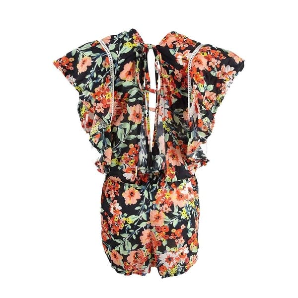 Lucky Brand Women/'s On The Grid Printed Romper Swim Cover-Up