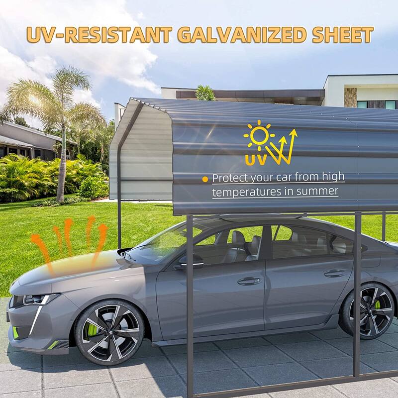 EROMMY Carport with Galvanized Steel Roof - Multi-Use Shelter, Sturdy Metal Carport for Cars, Boats, and Tractors
