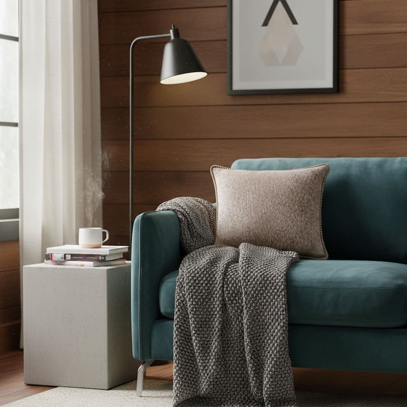 Textured Throw Pillow with Stitched Contrast Edge Set of 2