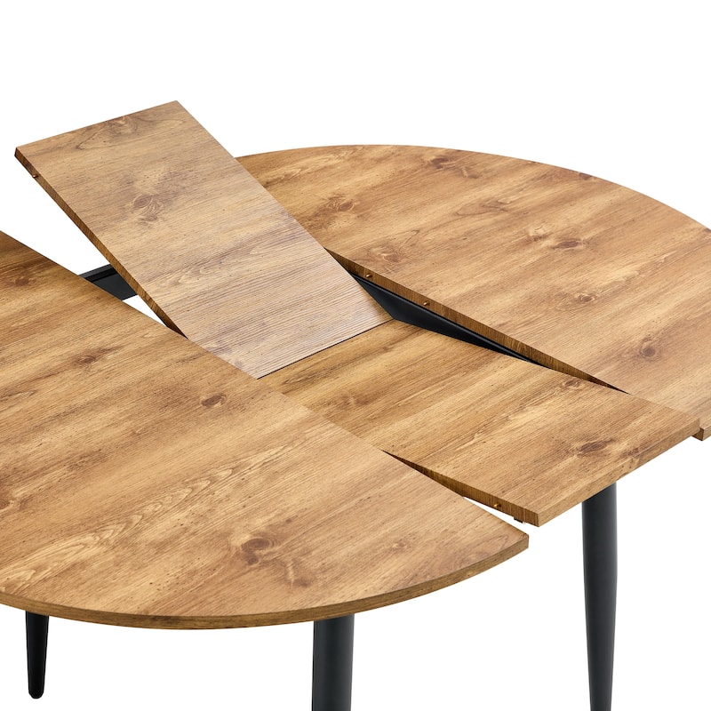 Modern Extendable Dining Table Set for 4, 5-Piece Kitchen Wooden Dining Table Set with 4 Upholstered Chairs