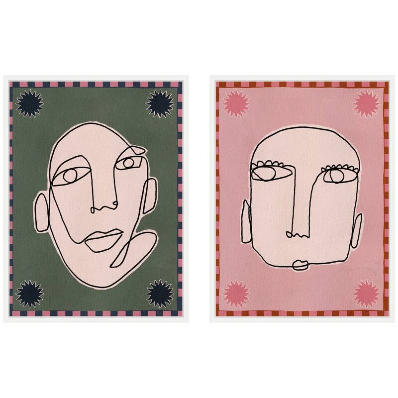 Kate and Laurel Sylvie Under the Sun 1 and 5 Framed Canvas Art Set by Shatha Al Dafai