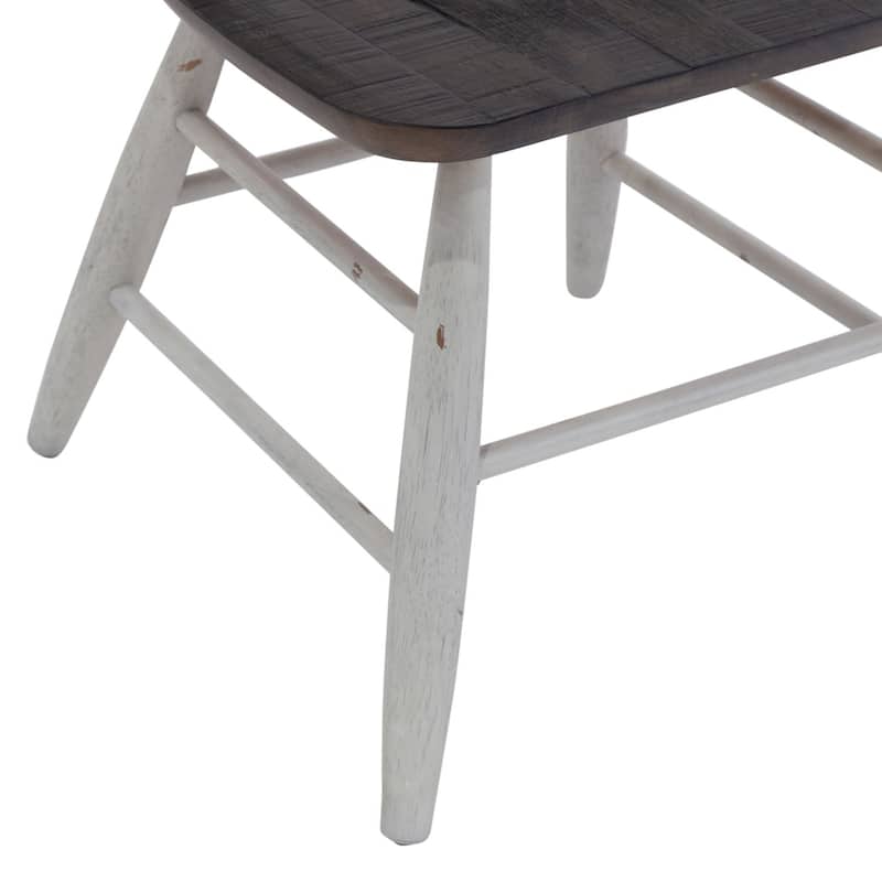 Farmhouse Two Tone White & Wood Windsor Back Arm Chair