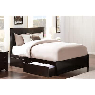 Nantucket King Platform Bed with Footboard and 2 Drawers in Espresso