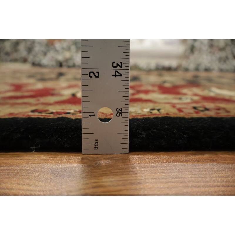 Hand Knotted Oriental 100% Wool Carpet Traditional All-Over Black Agra Area Rug - 8' 1'' X 8' 3''