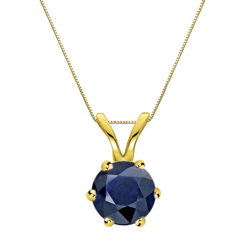 Auriya 14k Gold Blue Sapphire Solitaire Necklace 3/4ctw 6-Prong - Yellow