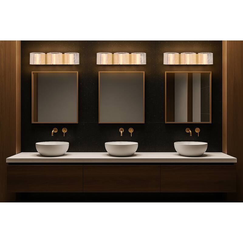 Kenzo LED 3 Light Vanity Vintage Brass Finish Light Guide Panel - Polished Anodized Bronze