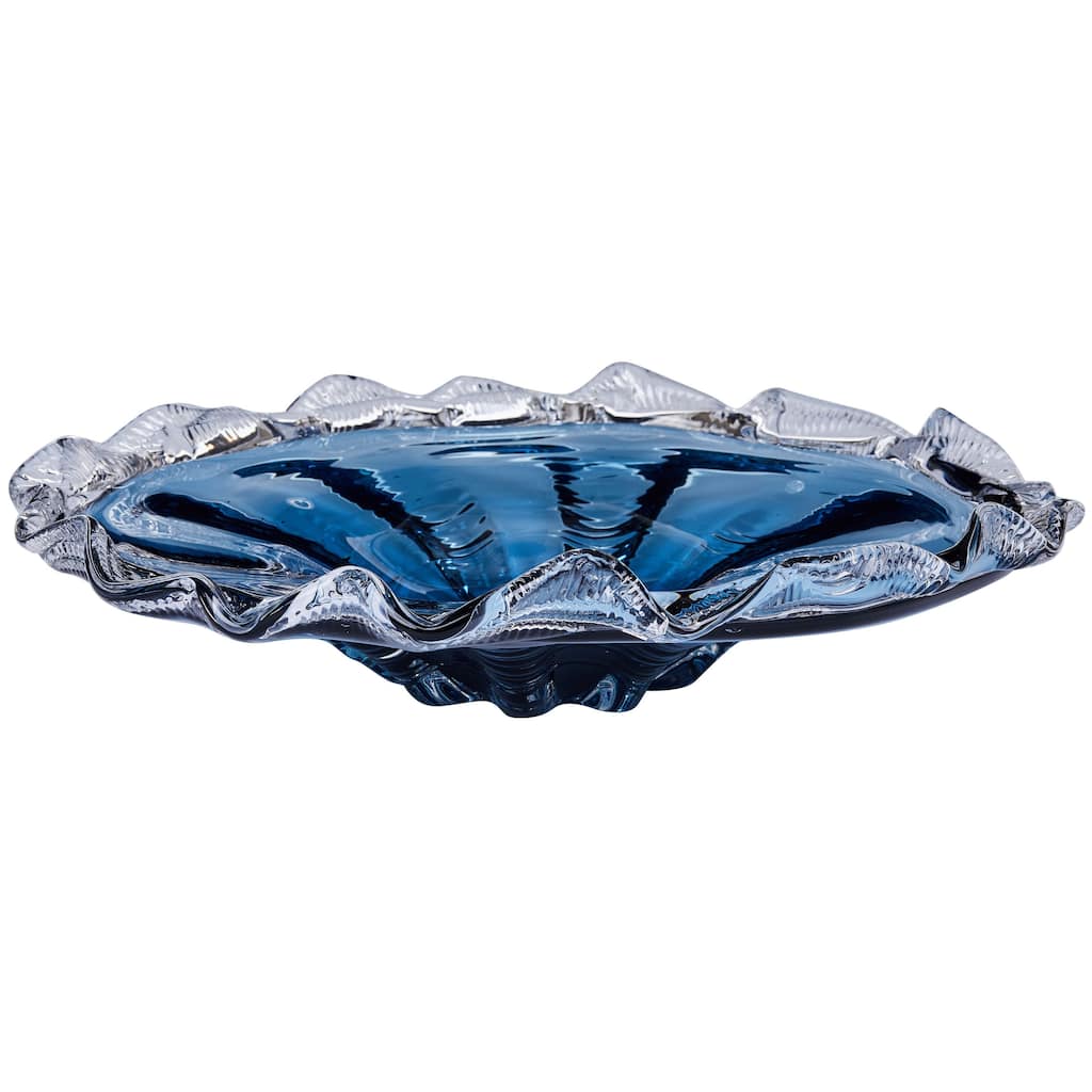 Cascade Petal Platter Scalloped Edge Glass Decorative Bowl for Home