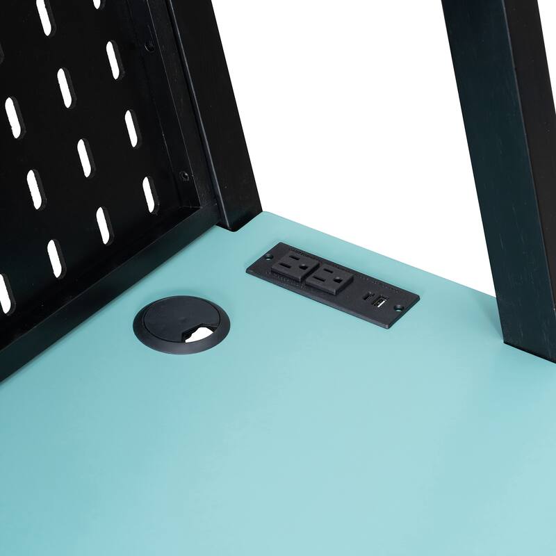 Gaming Bunk Bed Two Built-In Gaming Desks Each Side Loft Bed with USB Desktop Ports and Pegboard Organizer for Gaming Room Gamer