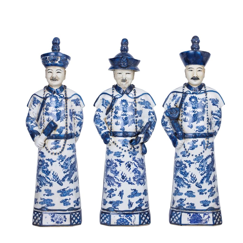 Blue And White Qing Emperors of 3 Generations Large - Set
