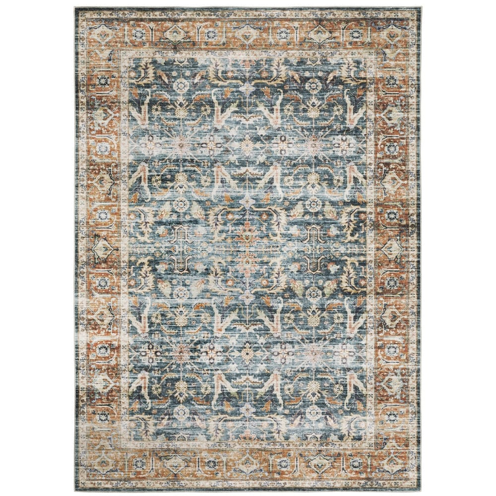 Vista Home Clarissa Washable Bordered Oriental Indoor Area Rug Mat