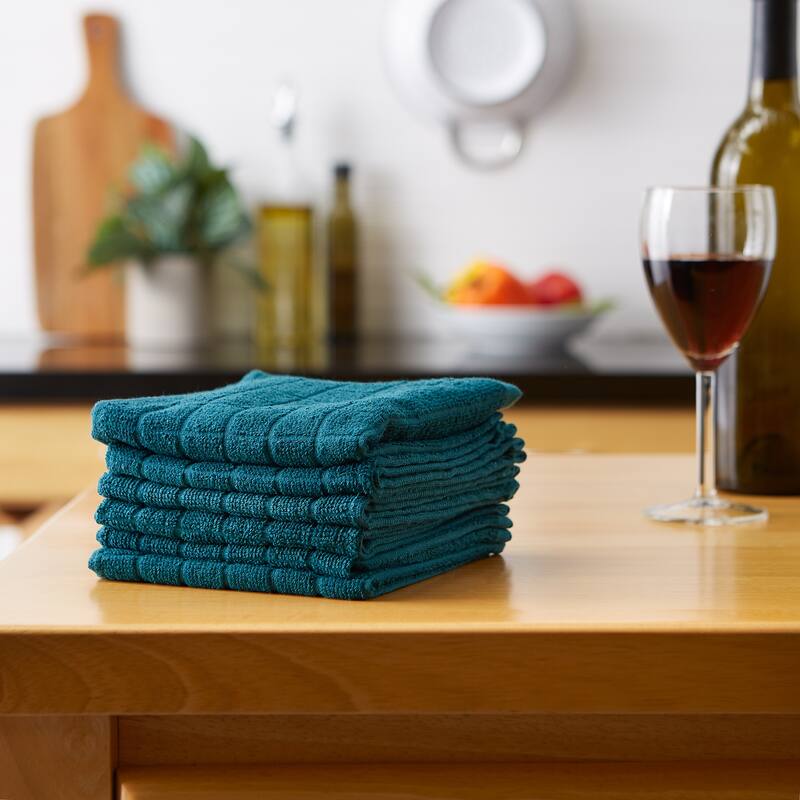 DII Solid Windowpane Terry Dishcloth Set of 6