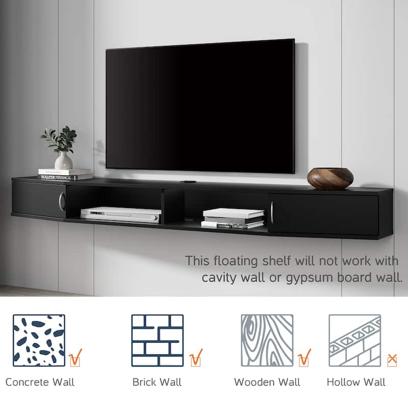 FITUEYES Wall Mounted TV Media Console Floating Desk Storage Hutch
