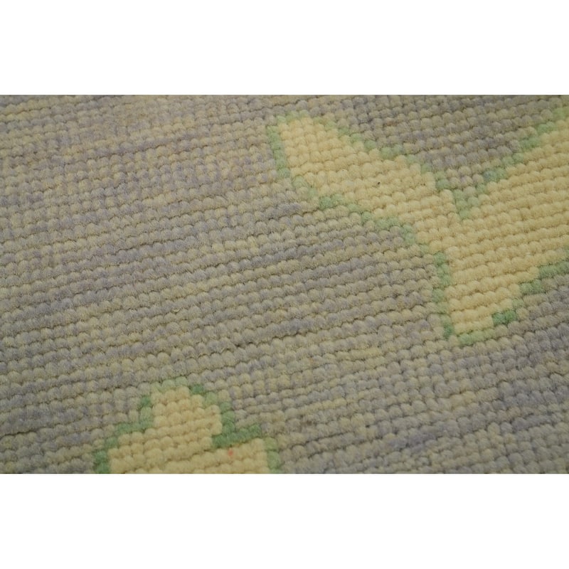 Vegetable Dye Wool Oushak Turkish Area Rug, Geometric Carpet - 12' 8'' X 10' 1''