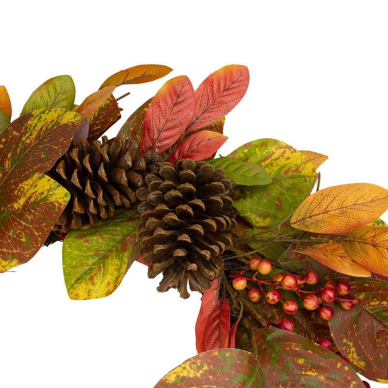 Leaves Berries Twig Artificial Thanksgiving Wreath - 26-Inch, Unlit