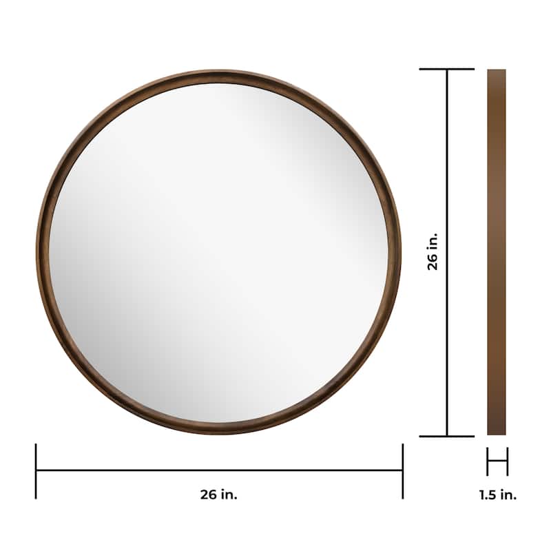 High Quality Wooden Frame Farmhouse Traditional Style Round Wall Mirror