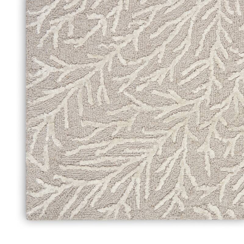 Michael Amini Star Contemporary Textured Botanical Abstract Glam Area Rug