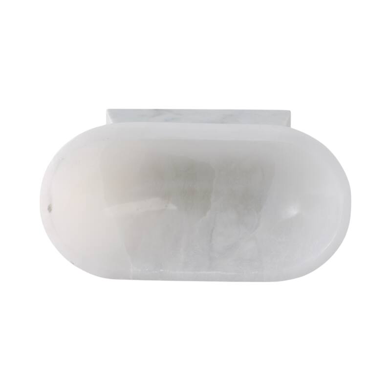 Stone Decorative Bowl Pedestal Base Polished Finish - 5" White - 12" x 6" x 5"