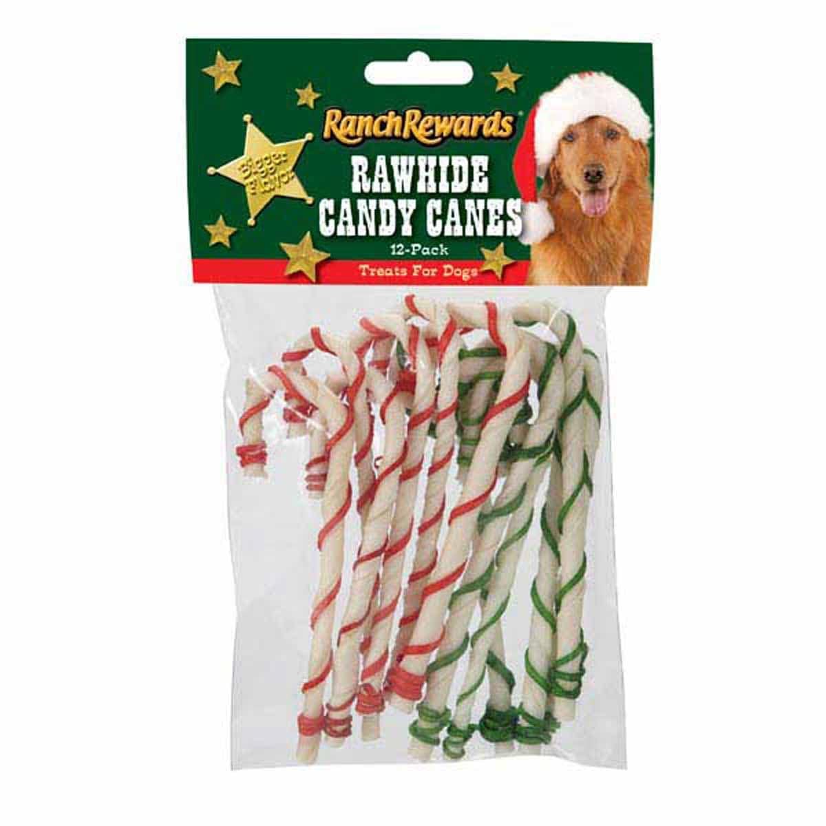 rawhide candy cane dog treat