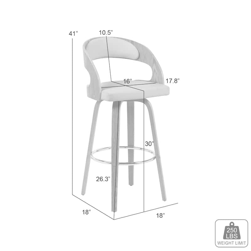 Shelly Mid-Century Swivel Bar Stool, Upholstered Counter Height Chair with Bentwood Legs