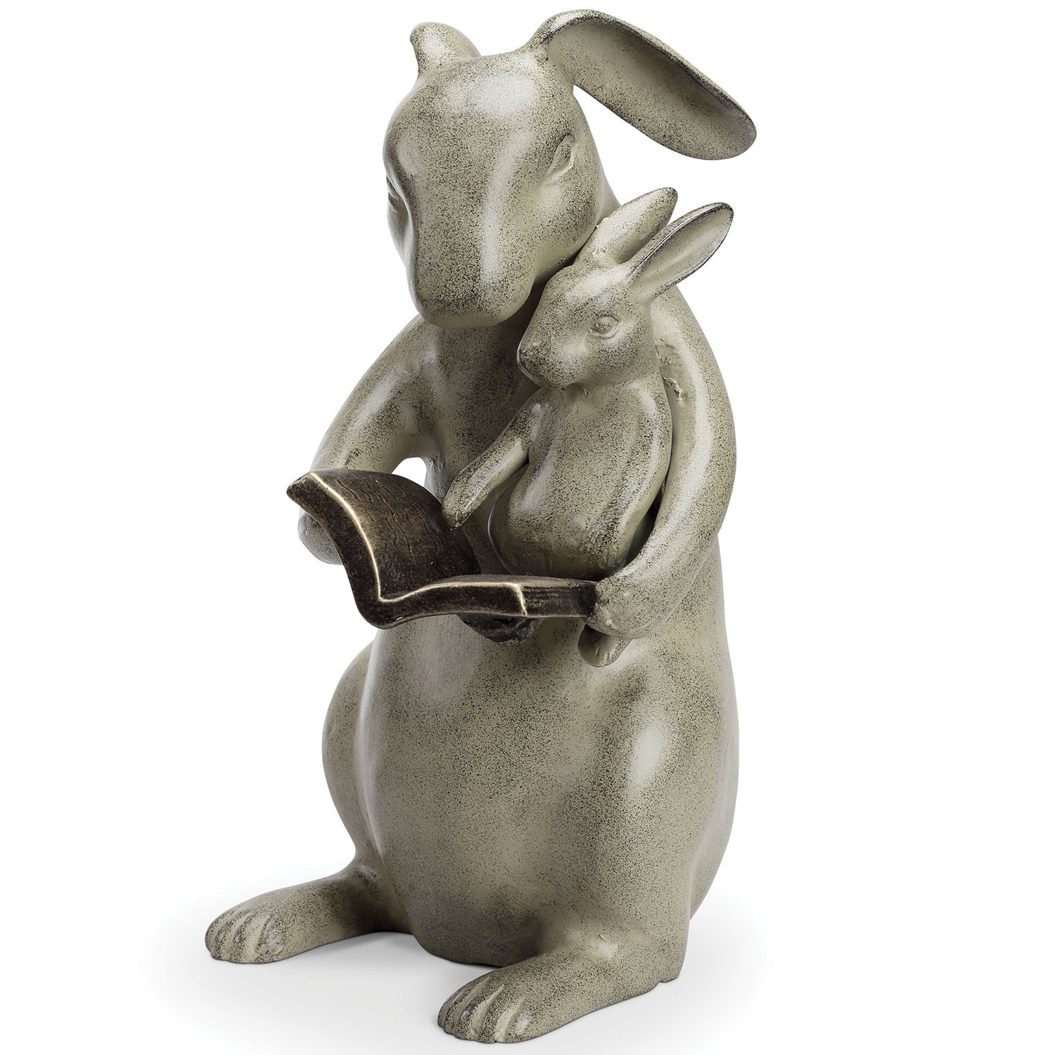 SPI Home Reading Rabbits Sharing a Story Sculpture - 12" Cast Aluminum Outdoor Garden Decor - Parent Child Baby Bunny - 12 in. SPI Home Reading Rabbits Sharing a Story Sculpture - 12" Cast Aluminum Outdoor Garden Decor - Parent Child Baby Bunny - 12 in.