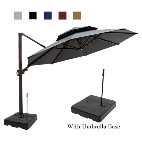 VredHom 11.5 Ft Double Top Offset Cantilever Umbrella with Base